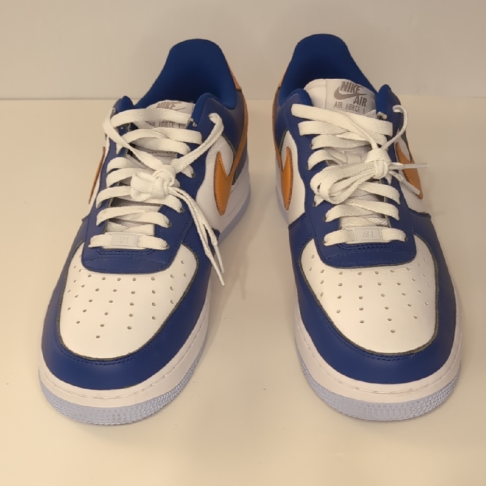 Nike Air Force Blue and Orange Sneakers On Tic